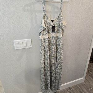 Torrid Floral Blue and Cream Maxi Dress